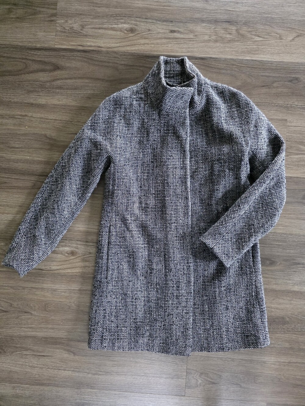 Express Gray Textured Stand-Collar Pea Coat In Size M Women's